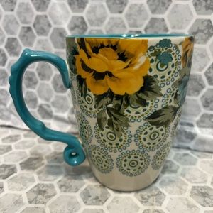 Pioneer Woman Large Mug Blue Yellow Flower 24oz